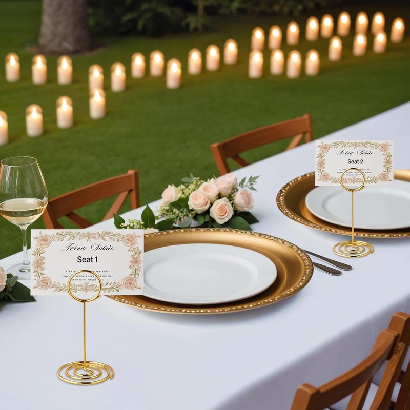 WILLIZTER 20 PCS Table Number Holder Table Card Holder Cards Stand Name Menu Clips Picture Holder (Gold) - Image 4